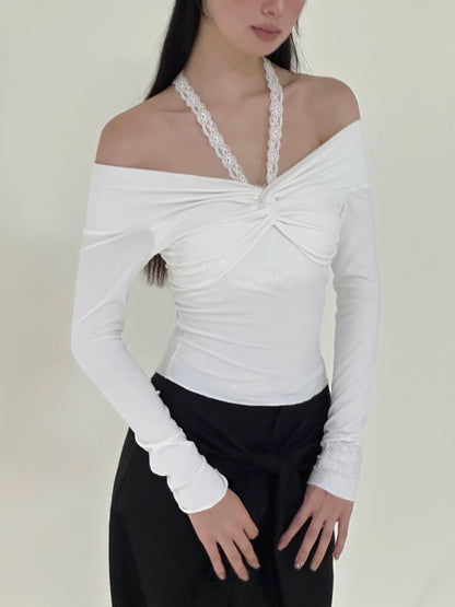 Ribbon shoulder tops